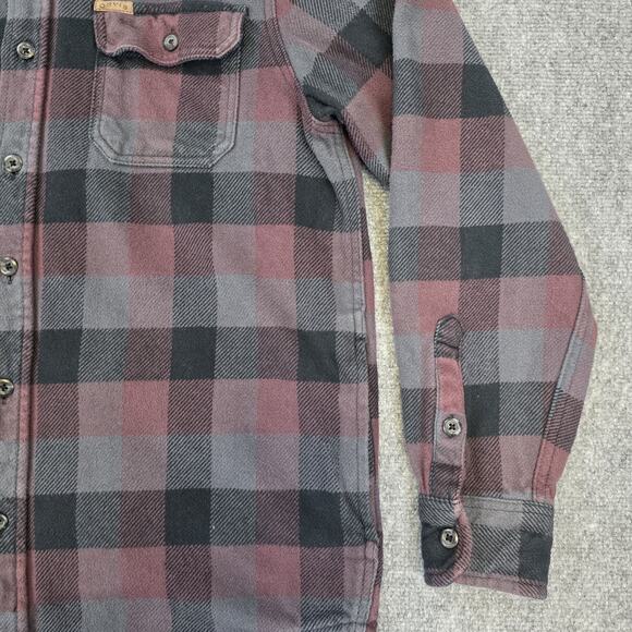 Orvis Shirt Mens Medium Red Gray Plaid Flannel Double Pocket Button Up Shacket - Picture 11 of 16